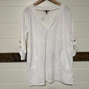 🤍 J. Valdi White Textured Tunic Top / Swim CoverUp  | Size M